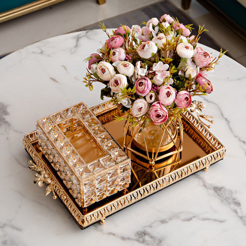 轻奢家居客厅纸巾盒托盘t花瓶家用茶几餐厅水晶抽纸盒搭配组合,家居饰品,家饰软装搭配套装,淘宝优惠券,粉丝福利购,淘宝优惠卷