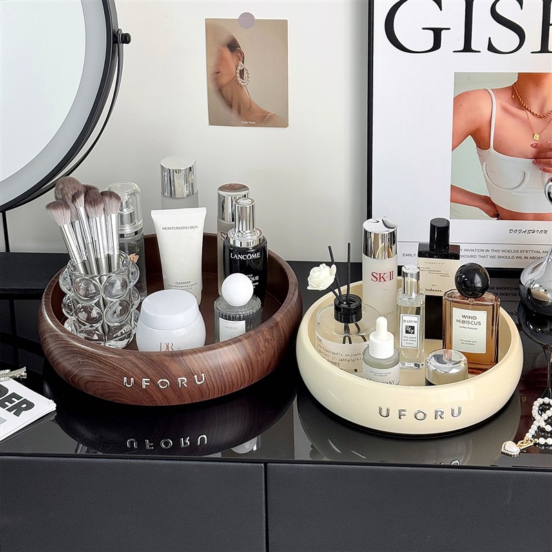 化妆品收纳盒桌面高级感梳妆台护肤F品香水置物架旋转口红整理托