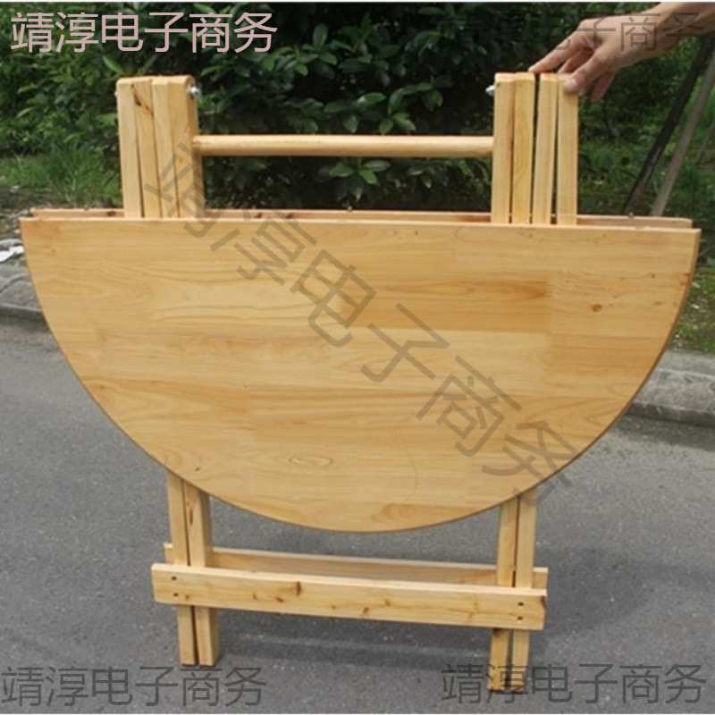 实木折叠圆桌简约方桌子家用小饭桌便携圆形手提桌小户型吃饭桌子