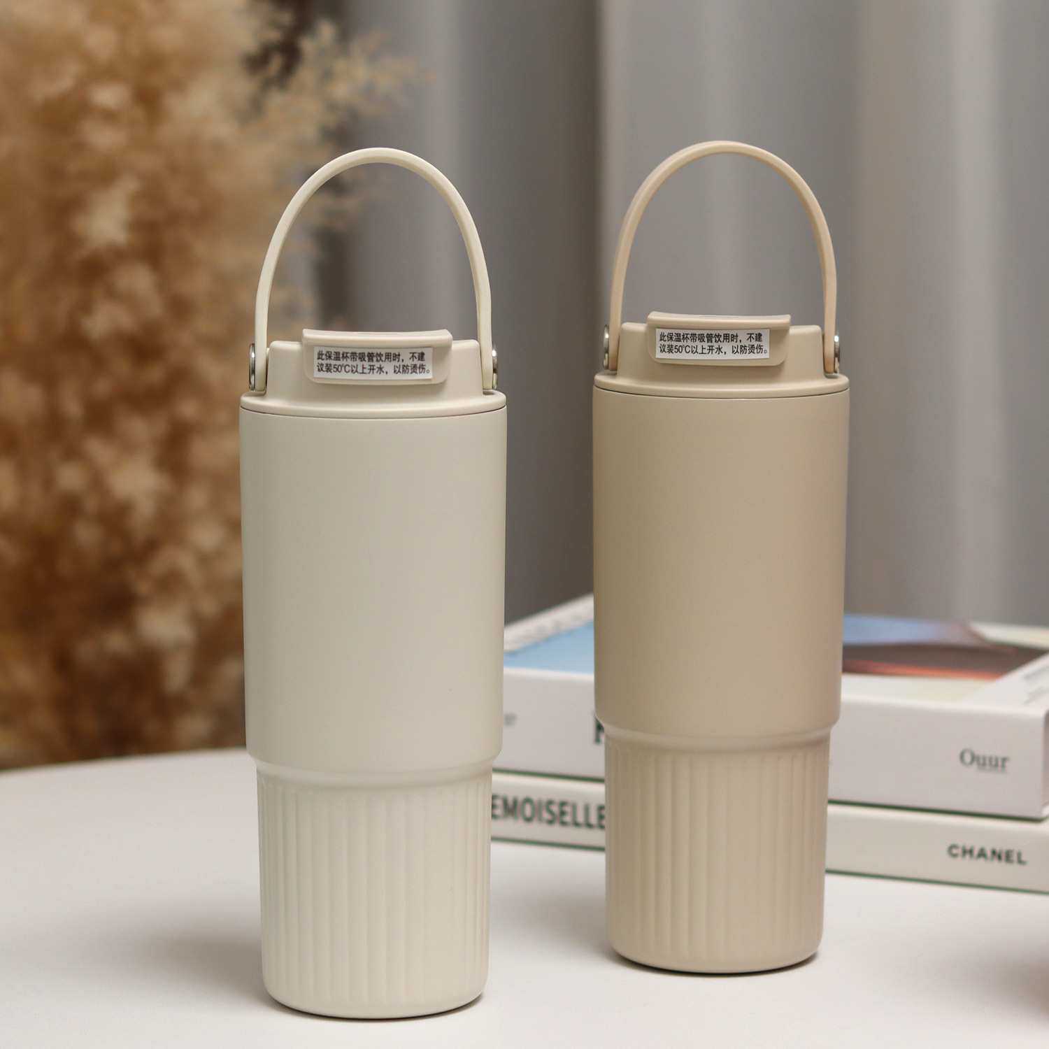 新款跨境顺心大容量手提双饮保温杯不锈钢陶瓷内胆罗马保温杯办公