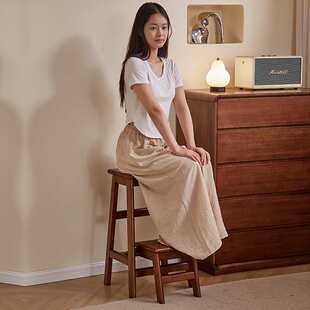 实木梯凳家用梯子折叠梯登高楼梯人字梯凳子梯椅两用小梯子置物架