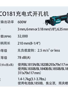 牧田 DCO181 充电式开孔机 开槽机