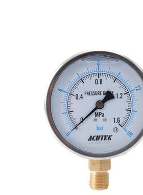 ACUTEK耐震压力表YN1001.6MPAM20*1.5液压防震抗震压力表