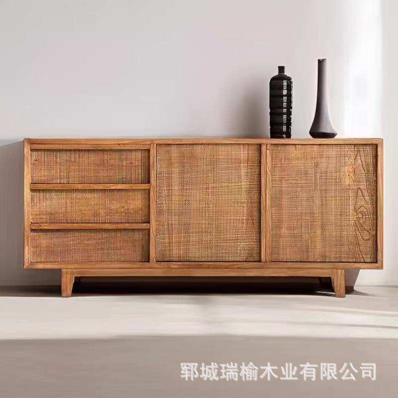 中式老榆木餐边柜茶水柜客厅电视柜玄关边柜储物柜做旧现代收纳柜