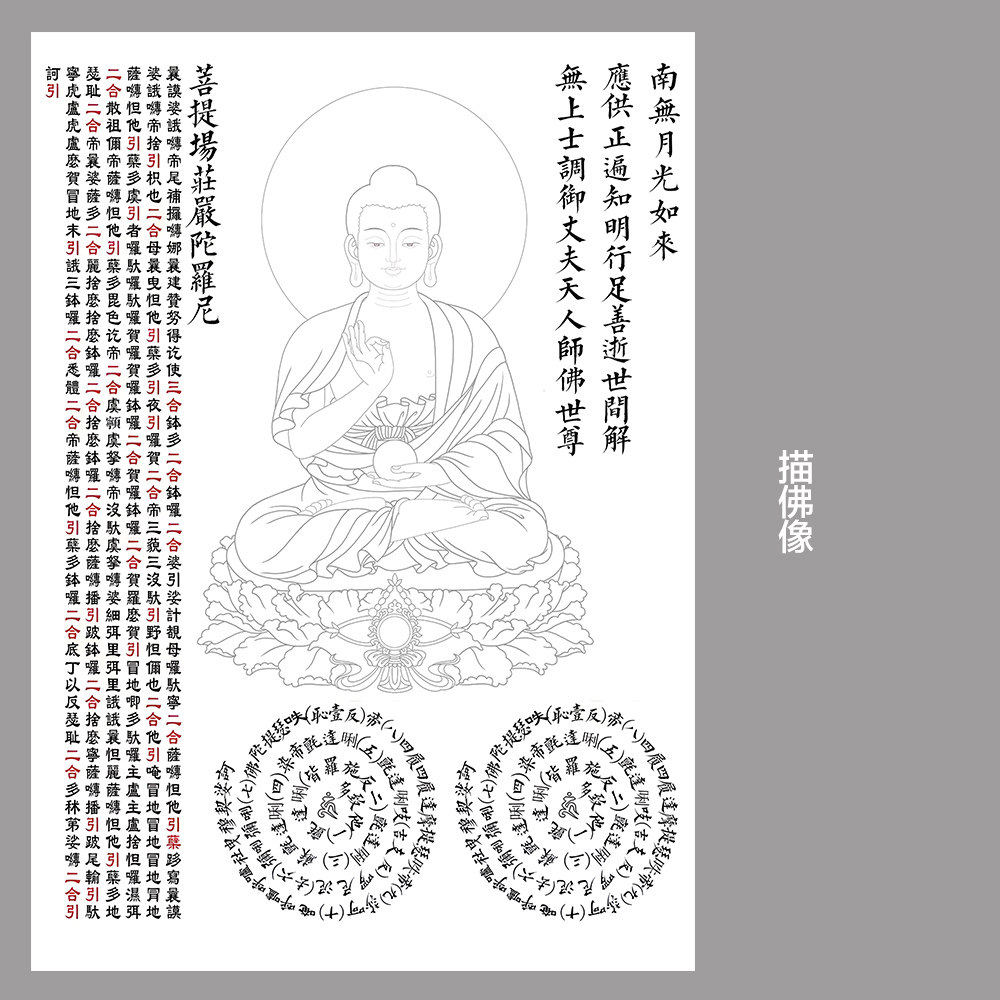 月光如来佛描金经文楷书