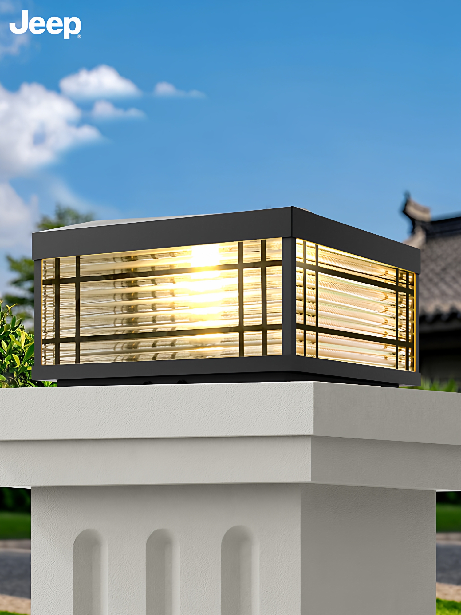 太阳能柱头灯户外别墅庭院大门两侧柱子门柱围墙灯院子墙头立柱灯