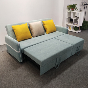 北欧布艺沙发公寓客厅休闲三人位可拆洗两用折叠变床ins风沙发床