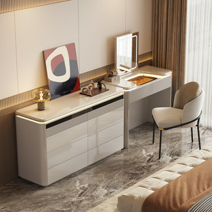 2025年新款轻奢高级感升降梳妆台斗柜一体卧室床尾化妆桌首饰柜子