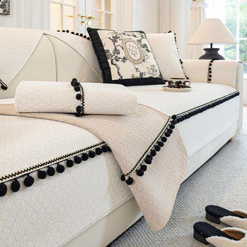 严选法式奶油风沙发垫四季通用新款防滑坐垫子沙发套罩高级感盖布