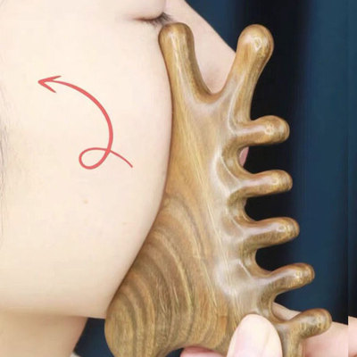 4合一多功能檀木梳头皮按摩梳子