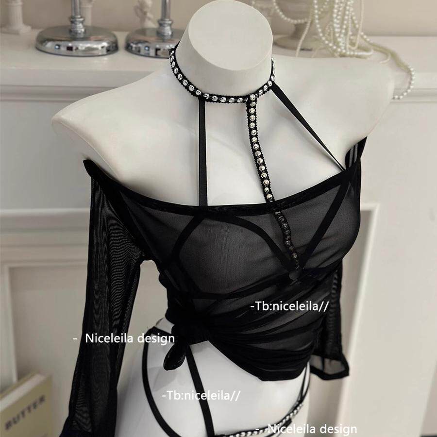 Niceleila禁忌之恋 性感御姐薄纱睡衣女束缚辣妹连体三点式内衣
