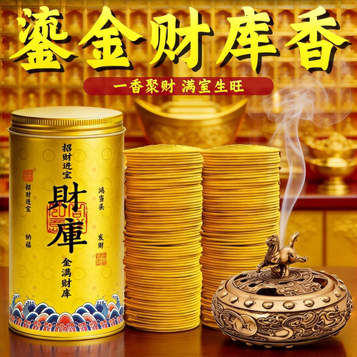 鎏金财库香天然盘香招财转运香