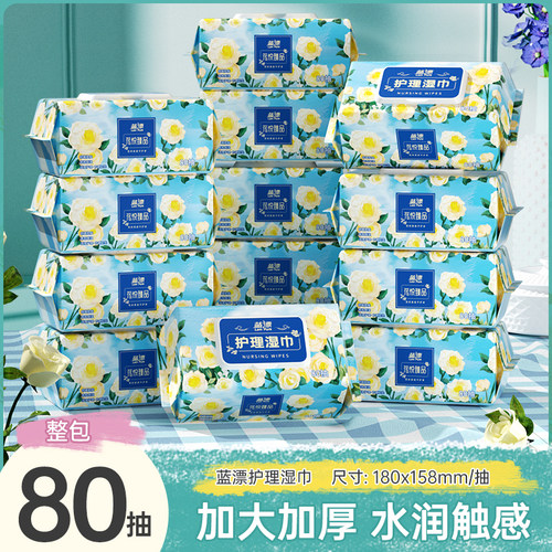 蓝漂80抽家用大包RO纯水湿巾纸宝宝手口屁亲肤加大湿纸巾实惠装