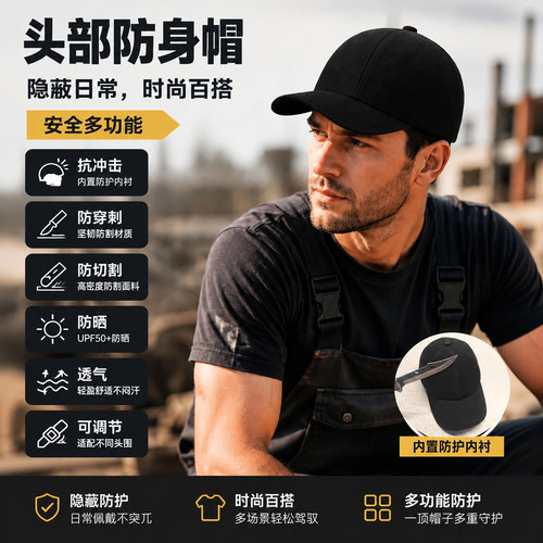 男士多功能防刺砍防晒棒球帽