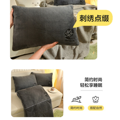 纯色加厚绒保暖抱枕被子两用办公室腰枕午睡二合一汽W车腰靠多功