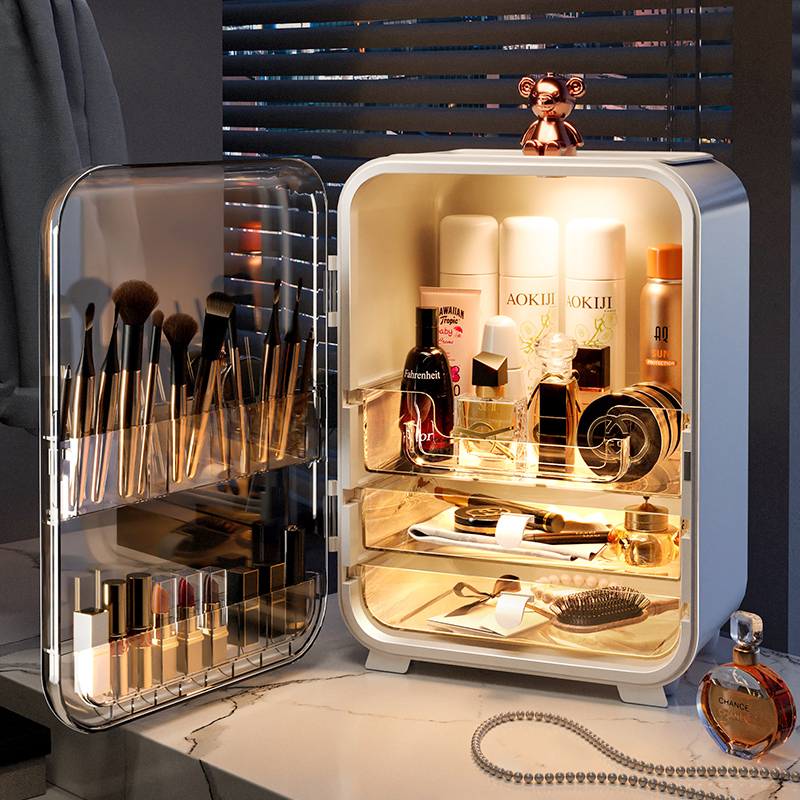 化妆品收纳盒盒子透明置物w架化妆刷香水护肤品桌面梳妆台高级感