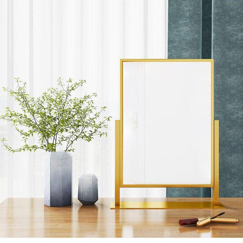 方形化妆镜台g式桌面梳妆镜镜子折叠宿舍学生美妆镜双面可翻转调