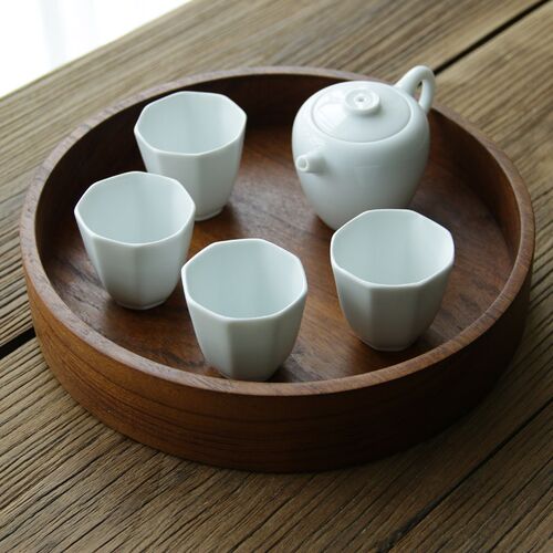 手作木器 柚木 圆u形整木 茶盘 水果盘 收纳盒