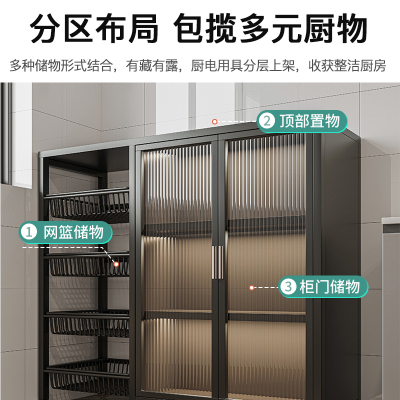 货架置物架落地多层o收纳储物仓储厨房带门防尘杂物多功能置物柜