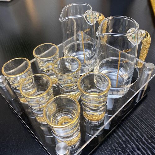 金箔白酒杯分f酒器套装子弹杯亚克力杯架子一口杯小酒杯创意个性