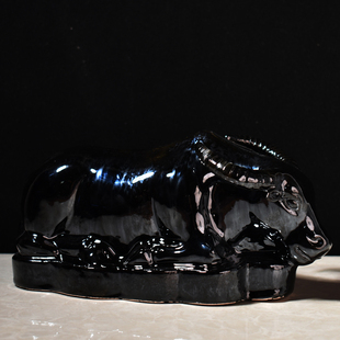 卧牛趴着低头喝水的水牛小黄牛型A摆件家居卫生间厕所厨房浴室用