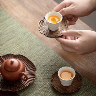 黑胡桃实木四叶草茶杯垫托隔热B垫家用高级茶承壶承功夫茶道配件