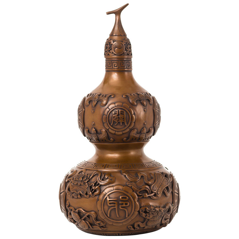 仿古紫铜葫芦摆件家居客厅玄关办B公室装饰柜摆设铜工艺品开业礼