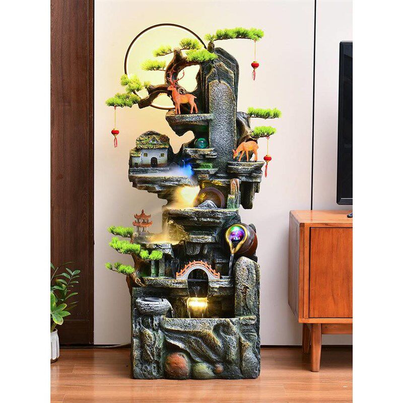 假山循环流水生财喷泉摆件客厅办公室鱼缸M高山景观风水轮落地装