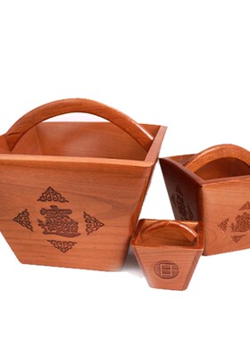 桃木斗摆件老式实木米斗米升子客厅结婚斗K木雕家用工艺品开业礼