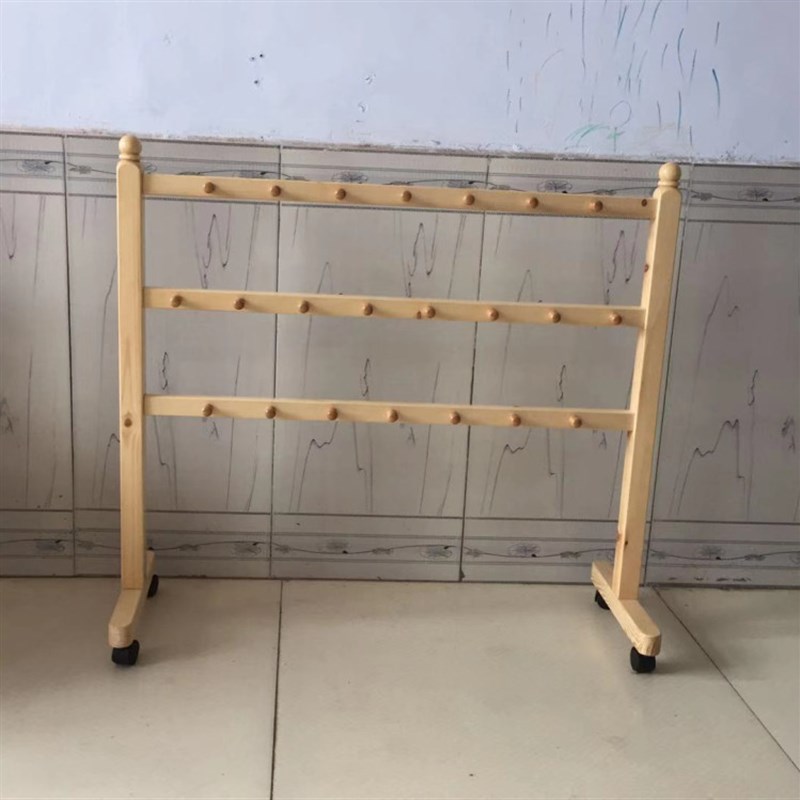 幼儿园毛巾架幼儿园实木t木制毛巾架儿童实木毛巾架可移动毛巾架