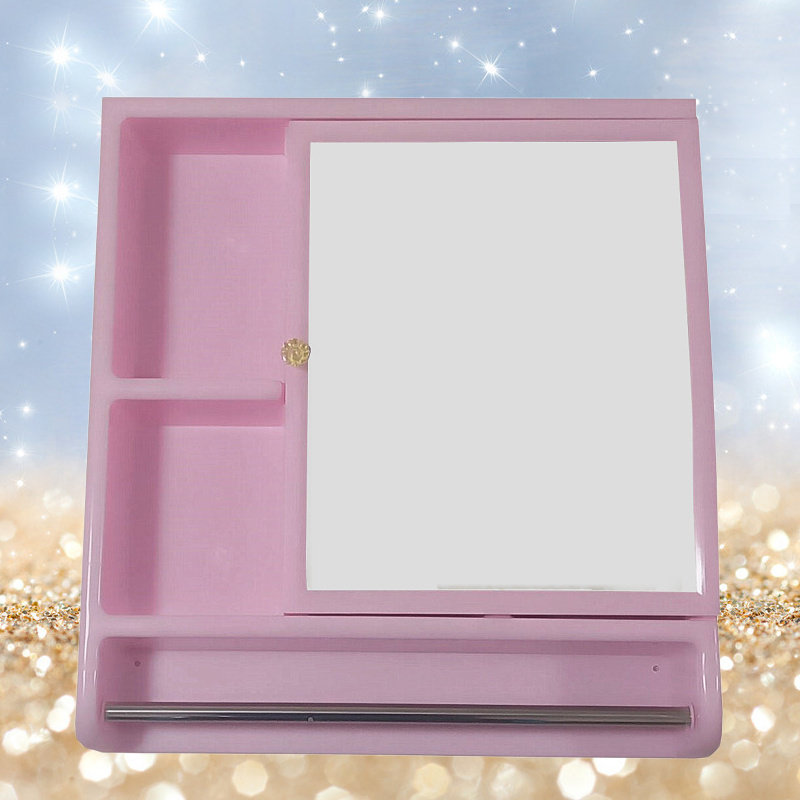 储物柜厕所壁挂式带置物架挂w墙式家用组合化妆镜塑料浴室镜柜镜