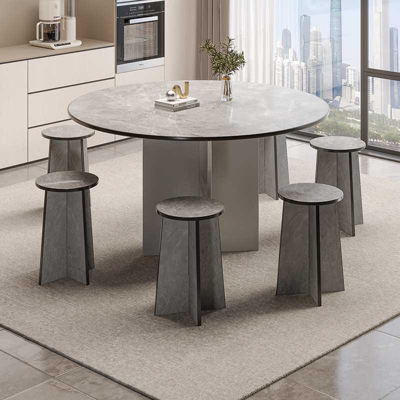 北欧圆形网红边几轻奢高级感茶几小户型创意防水圆桌餐桌椅子组合
