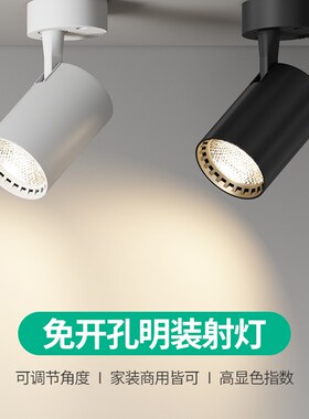 明装射灯可调角度单个家用小吸顶式轨道灯聚光射灯TLED天花灯筒灯