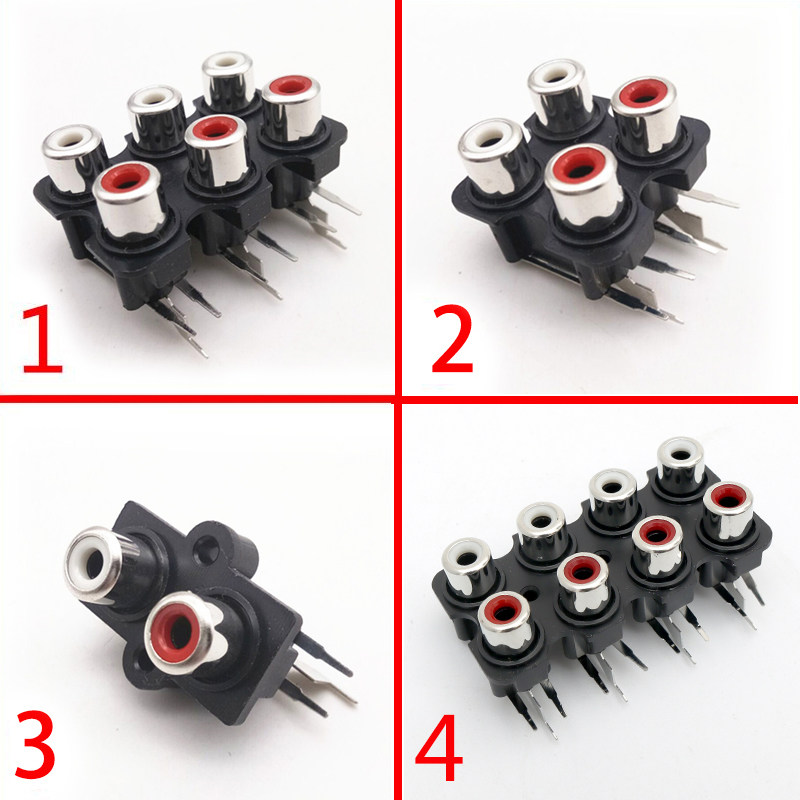 RCA红白音频莲花插座2孔4孔6孔音频接口座母座多媒体X音箱功放配
