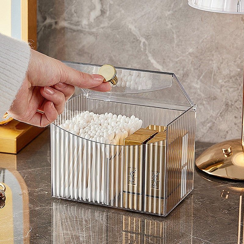 棉签盒卫生间化妆棉卸妆洗脸巾收纳浴室透明M置物发夹皮筋口红盒