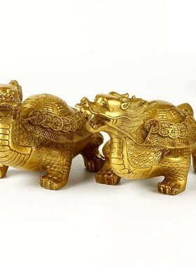 速发纯铜八卦龙龟龟件客厅家居装饰品玄关乔设摆迁送礼金钱摆中式