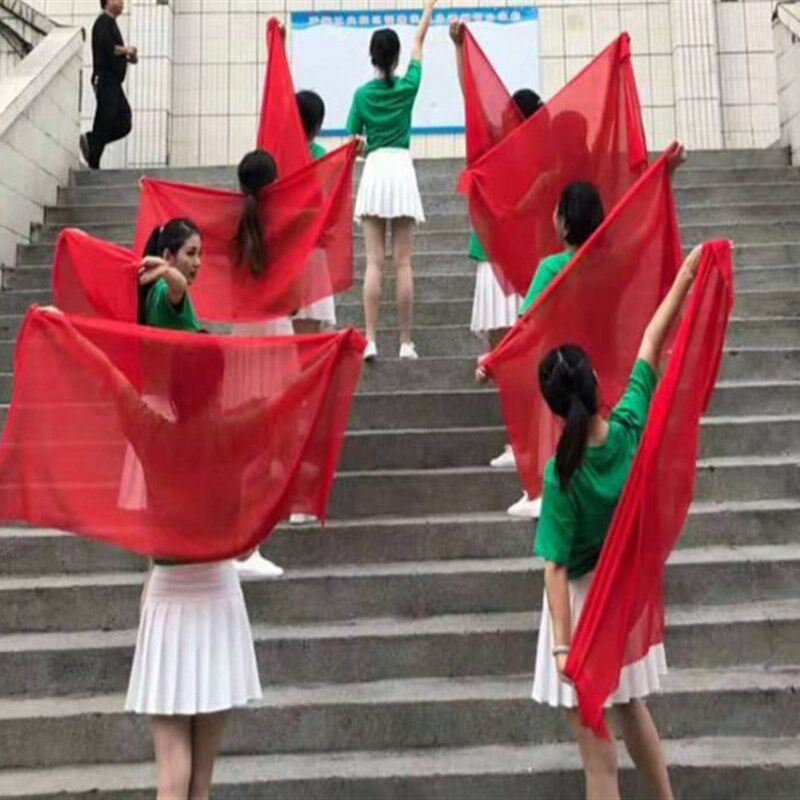 速发芳华同款舞蹈丝巾表演专业跳舞大红色方巾中国红年会舞台道具