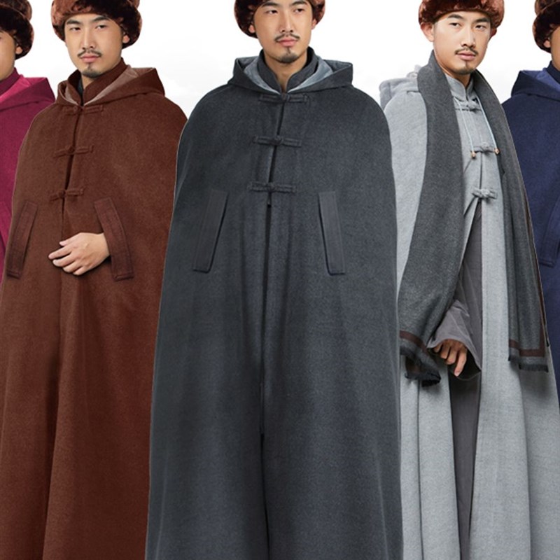 速发禅季打坐披风保暖僧服中国风居士服僧人冬篷斗修加厚风衣大衣