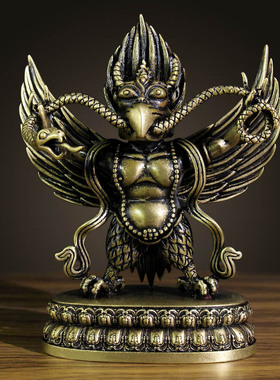 速发藏式小佛家大鹏金翅鸟纯铜西藏像居摆件供奉可装护藏法摆件青