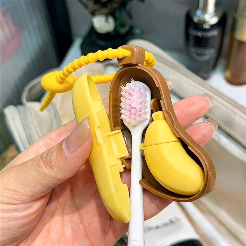 速发香蕉牙刷头保护套出差旅行便携式儿童牙膏防尘盖收纳盒