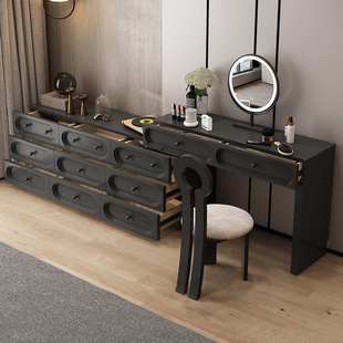 法式复古实木梳妆台化妆桌九斗柜一体主卧室转角轻奢高级感中古风