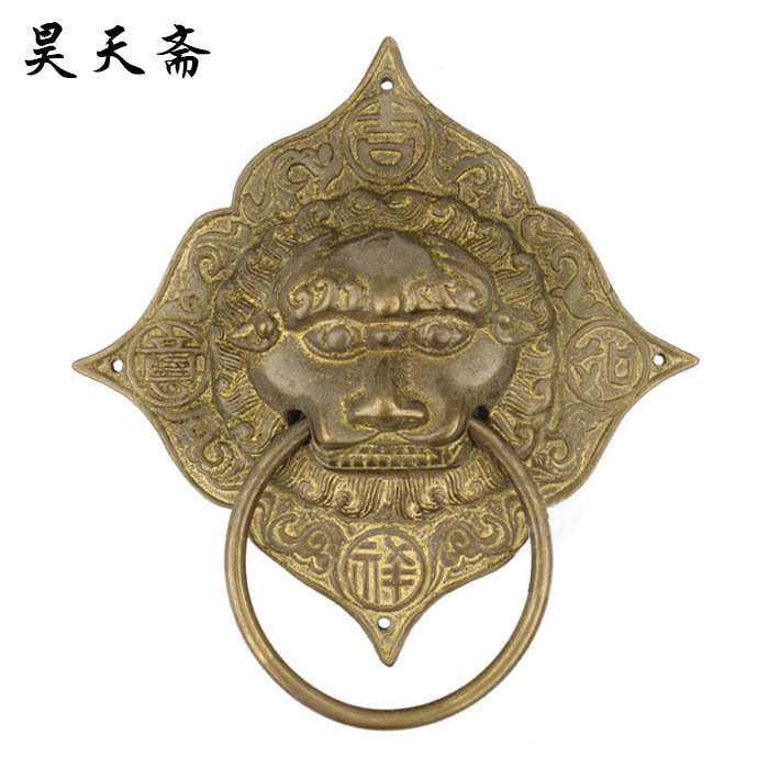 昊天斋新中式大门环虎头老式拉手兽头把手明清仿古纯铜配件