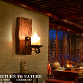 店蜡烛壁灯 酒吧漫咖啡服装 美式 乡村复古怀旧实木铁艺仿古loft个性