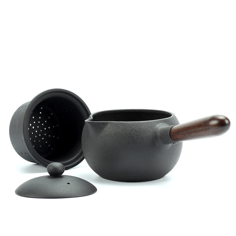 易虎堂火山石侧把煮茶器带过滤黑茶煮茶壶陶瓷养生普洱温茶器套装