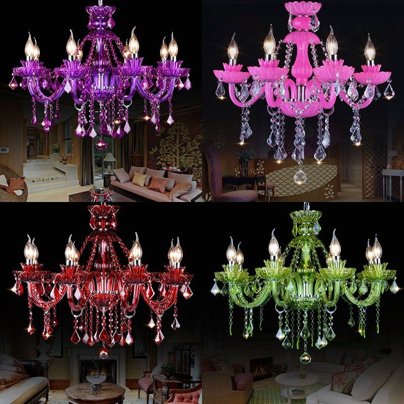欧式彩色水晶灯漫咖啡厅吊灯网咖蜡烛灯KTV包厢 卧室餐厅红色灯具,家装灯饰光源,客厅吊灯,淘宝优惠券,粉丝福利购,淘宝优惠卷