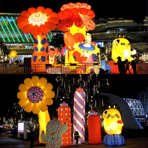 新款美陈气模商场布置卡通气模大型活动陈列花朵模型充气发光气模