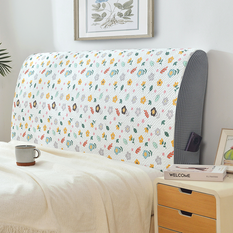 磨毛夹棉床头罩套碎花木床布艺1.51.8皮床软包保护防尘弹力全包