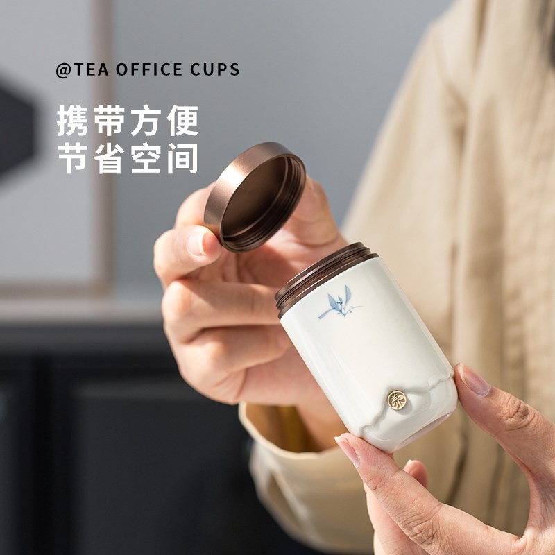 泥印手绘旅行迷你茶叶罐陶瓷精品高档小号便携密封高级感定制礼盒