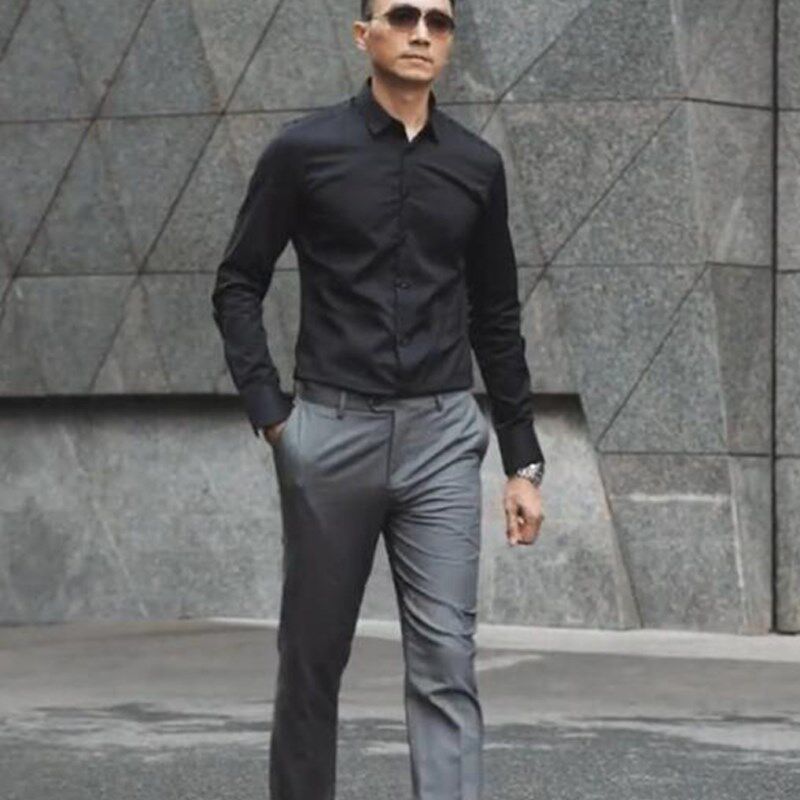 seno中灰色西裤男商务秋冬正装裤子西服裤男裤修身长裤男士西装裤