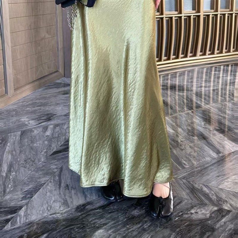 琪琪微微胖大码女装【鎏金岁月】丝滑珠光高级感垂感缎面半身裙